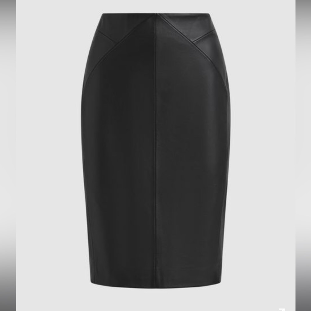 Reiss RAYA LEATHER HIGH RISE MIDI SKIRT